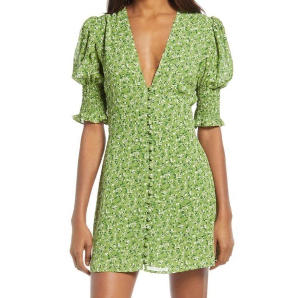 Reformation Green Floral Mini Dress - Picture 2 of 11